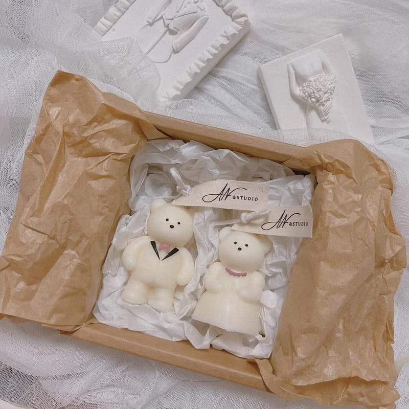 婚禮小熊 禮盒 造型香氛蠟燭 婚禮小禮 婚禮小物 伴娘禮