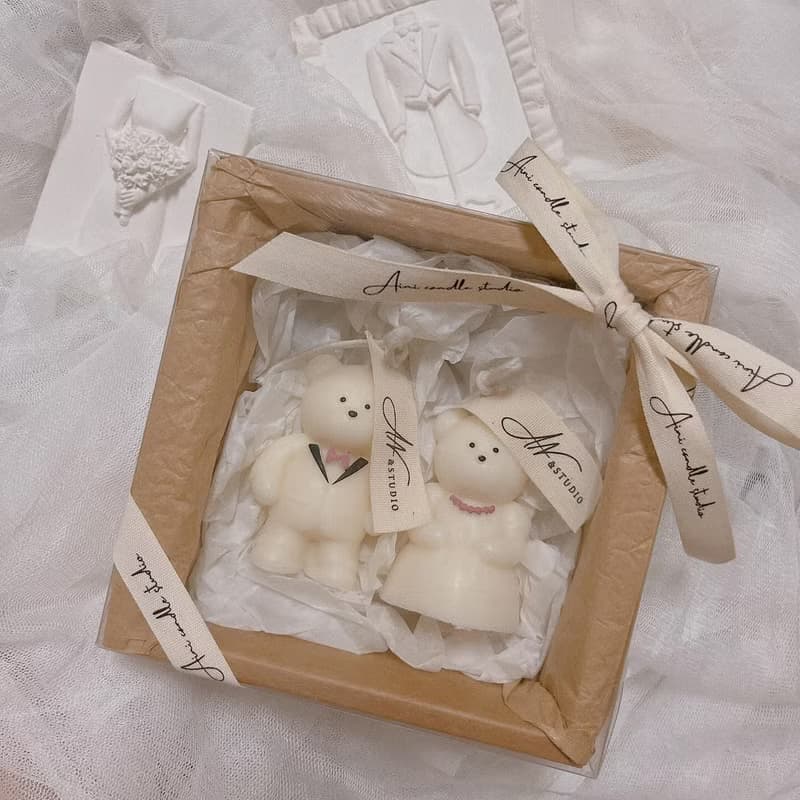 婚禮小熊 禮盒 造型香氛蠟燭 婚禮小禮 婚禮小物 伴娘禮
