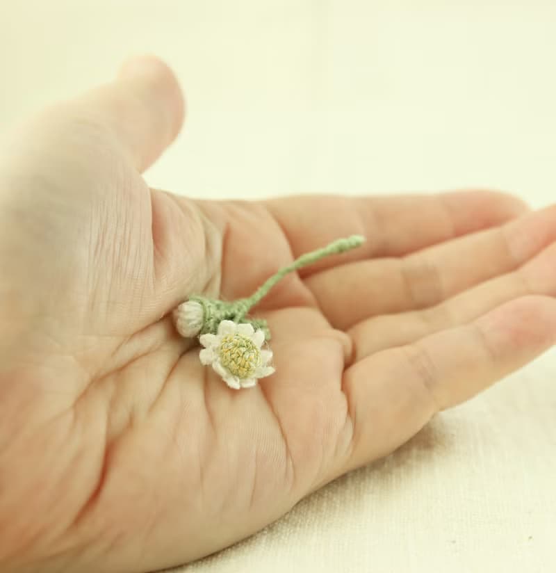 薰衣草 洋甘菊 花束胸針 S 人手鉤針編織 日本天然麻線 清新脫俗