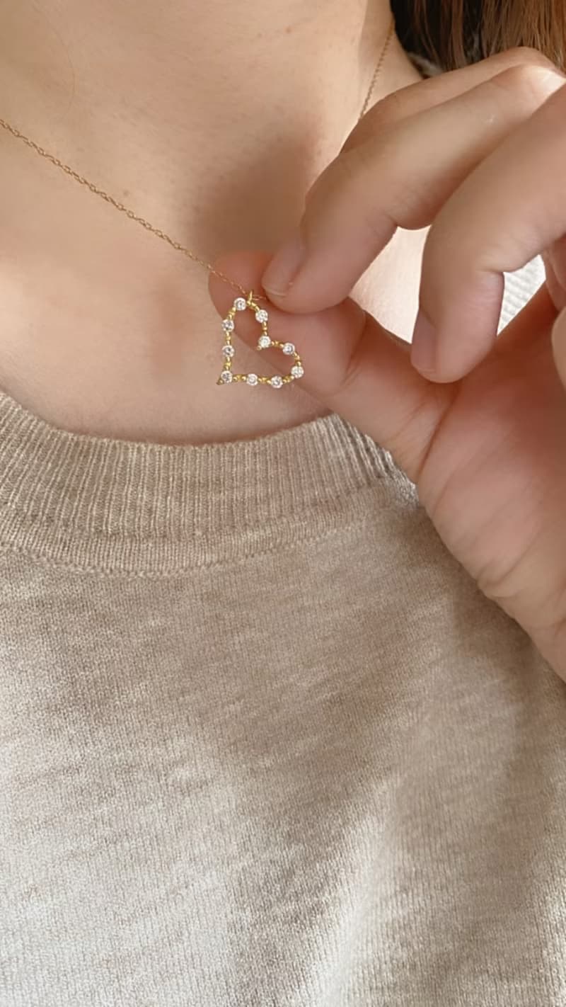 心裡有你-愛心鋯石黃銅項鍊