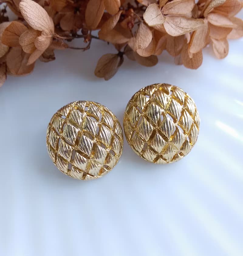Vintage Jewelry 西洋古董飾品 金波蘿 夾式耳環