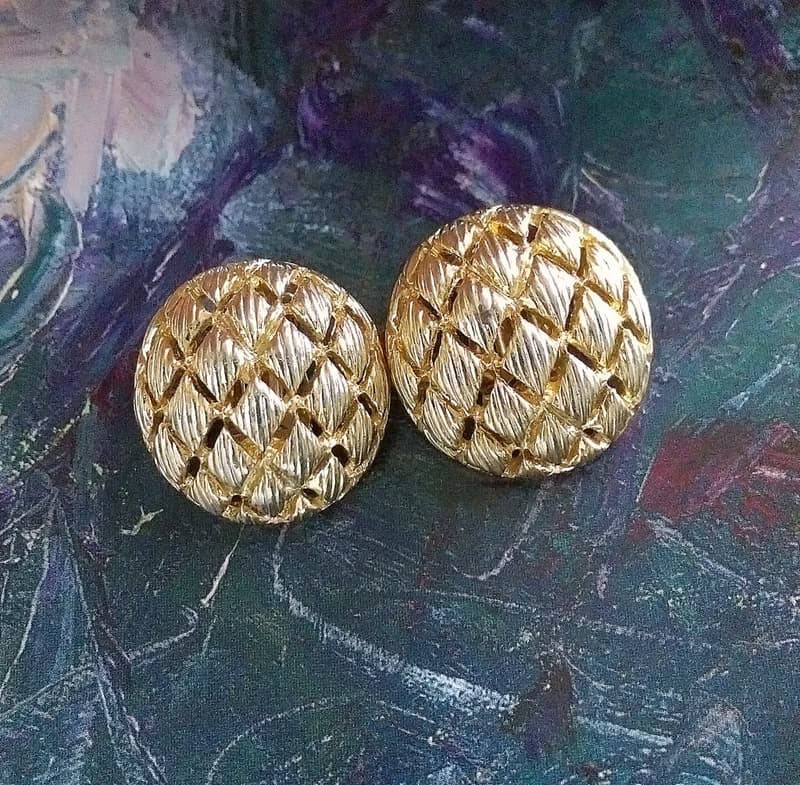 Vintage Jewelry 西洋古董飾品 金波蘿 夾式耳環
