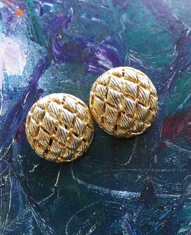 Vintage Jewelry 西洋古董飾品 金波蘿 夾式耳環