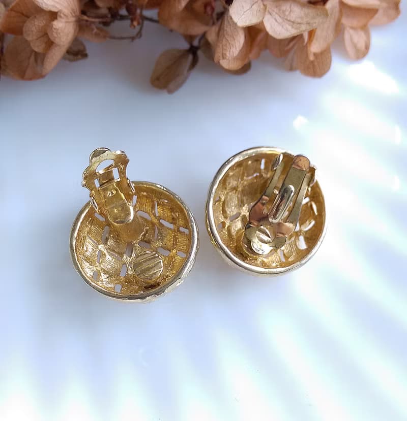 Vintage Jewelry 西洋古董飾品 金波蘿 夾式耳環
