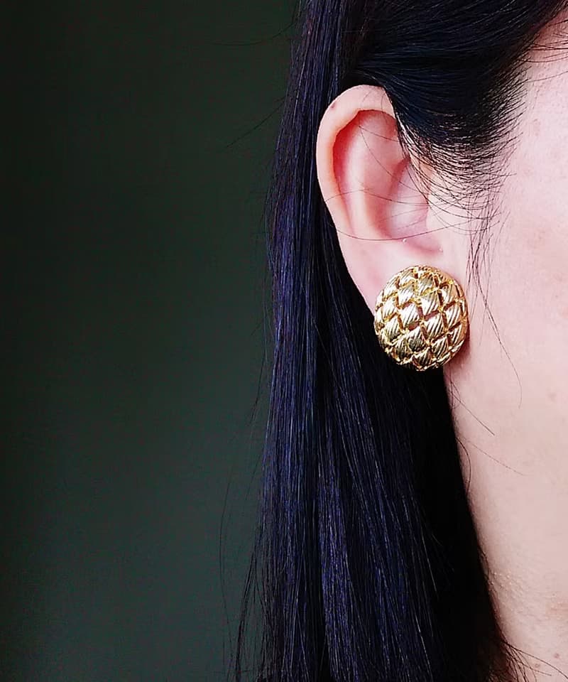 Vintage Jewelry 西洋古董飾品 金波蘿 夾式耳環