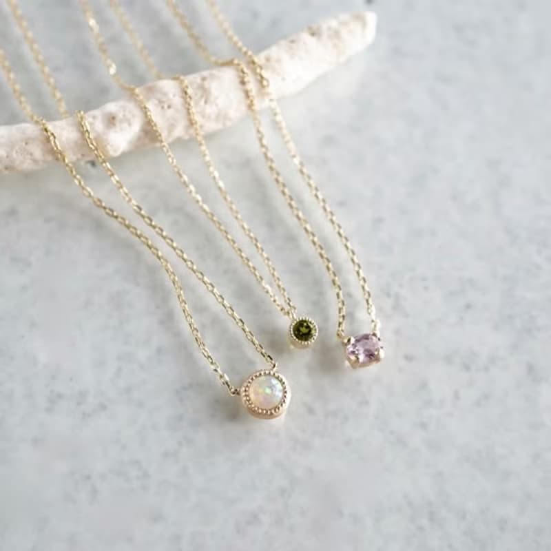 [October] Opal birthstone necklace 4mm [P108K10(OP)]