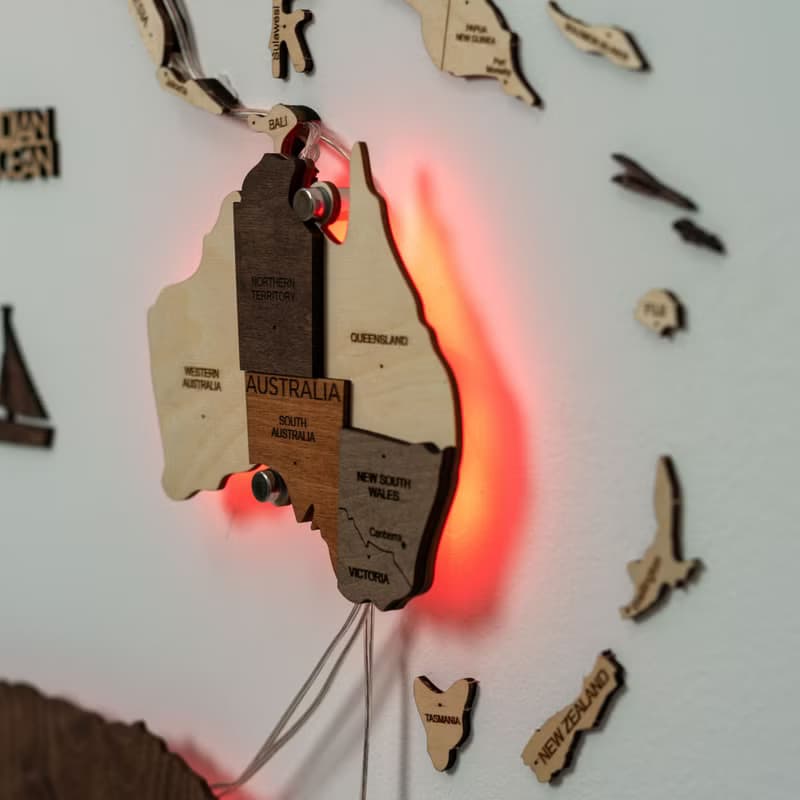 木質世界地圖 LED 世界地圖 帶圖釘 閣樓裝飾 牆壁裝飾