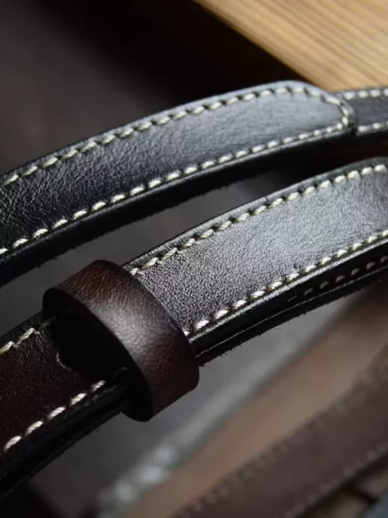 美式復古頭層牛皮 / 手工針扣牛仔皮帶 / 2.5CM植鞣純牛皮腰帶