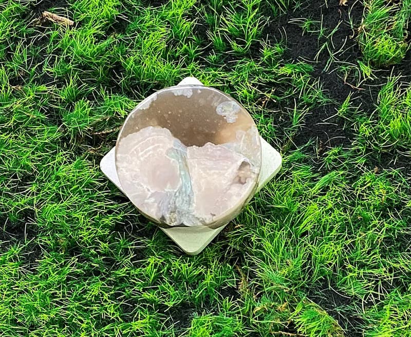 天然油畫風雪花櫻花瑪瑙風景石 可愛 浪漫 能量 旺姻緣 旺人緣