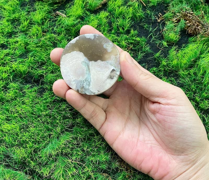 天然油畫風雪花櫻花瑪瑙風景石 可愛 浪漫 能量 旺姻緣 旺人緣