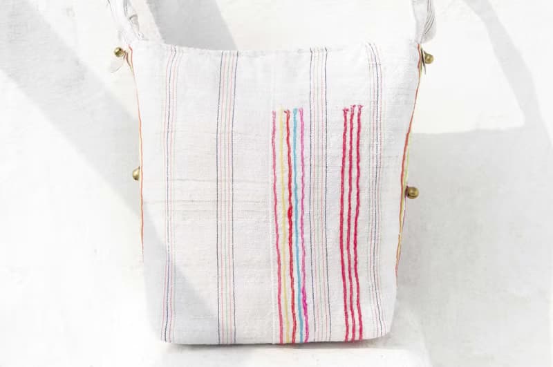 生日禮物 母親節禮物 情人節禮物 手工限量一件 天然棉麻收納包 / 民族風斜背包 / 刺繡肩背包 /側背包 - 彩虹森林 古布手工拼布棉麻 手工刺繡糖果色彩