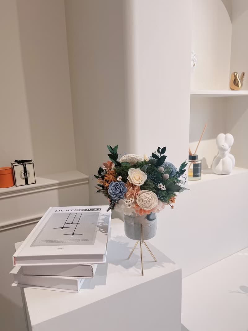 永生花盆 永生玫瑰花 乾燥花 開幕盆花 大理石紋 祝賀花禮