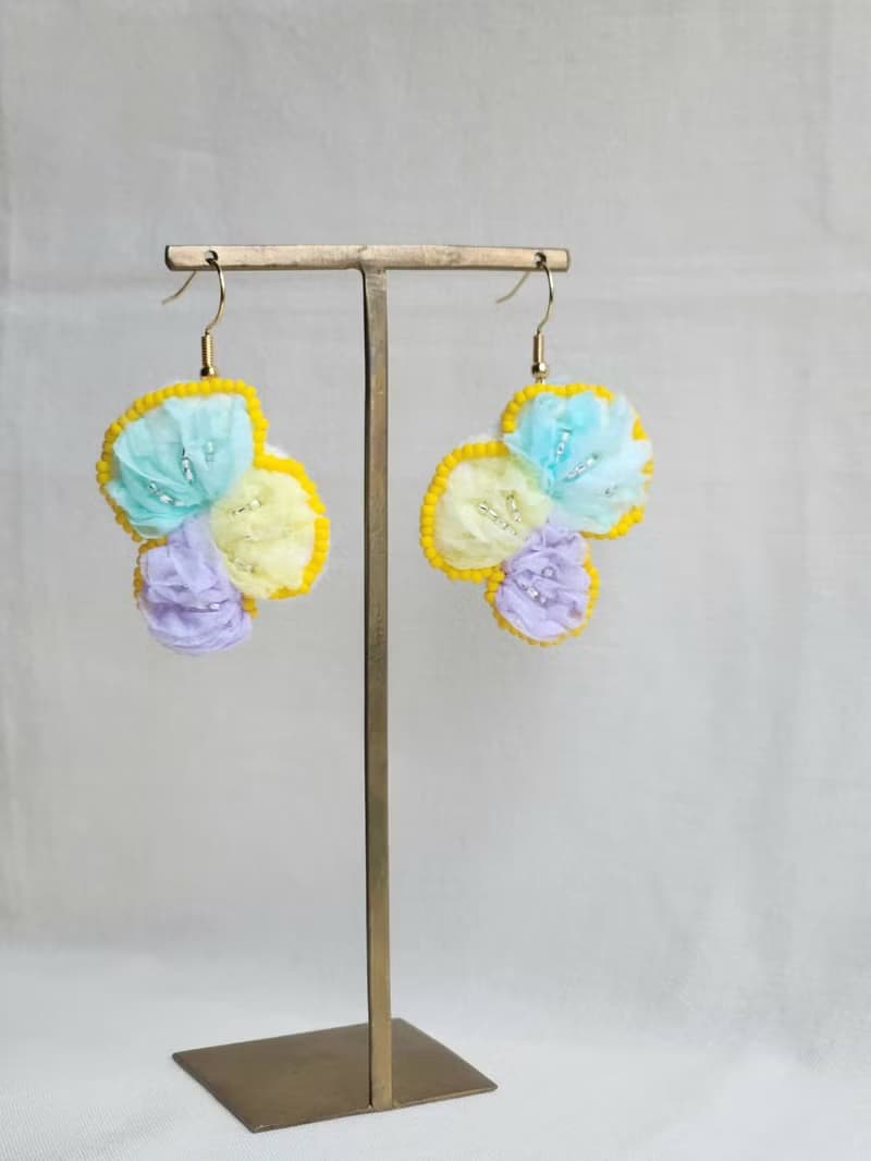 紗線耳環　cotton coral