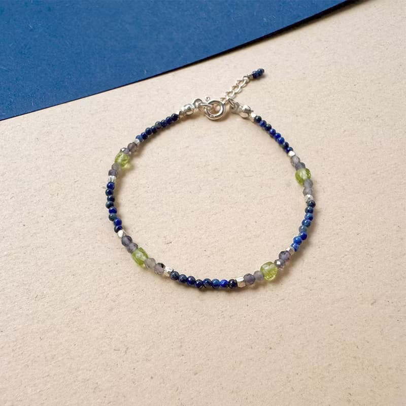 Found.Myth 提升直覺與洞察力 天然青金石 橄欖石925純銀手鍊