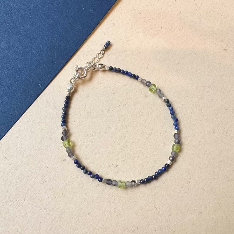 Found.Myth 提升直覺與洞察力 天然青金石 橄欖石925純銀手鍊