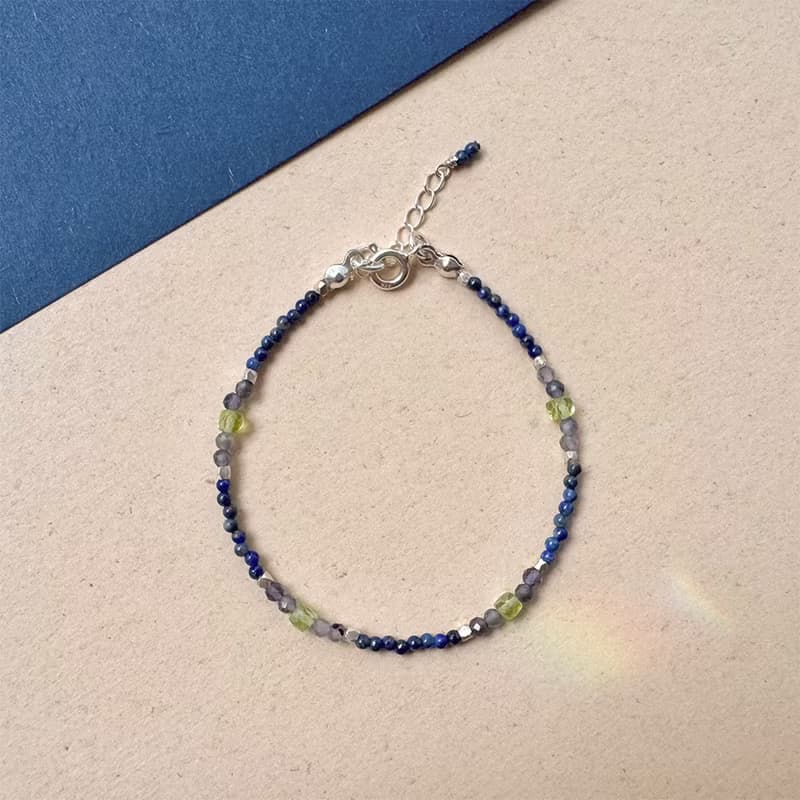 Found.Myth 提升直覺與洞察力 天然青金石 橄欖石925純銀手鍊