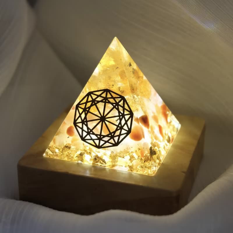 【白水晶+黃水晶+紅兔毛】奧根能量塔Orgonite (6cm/5cm/4cm)