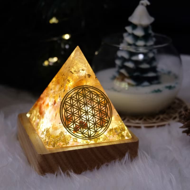 【白水晶+黃水晶+紅兔毛】奧根能量塔Orgonite (6cm/5cm/4cm)