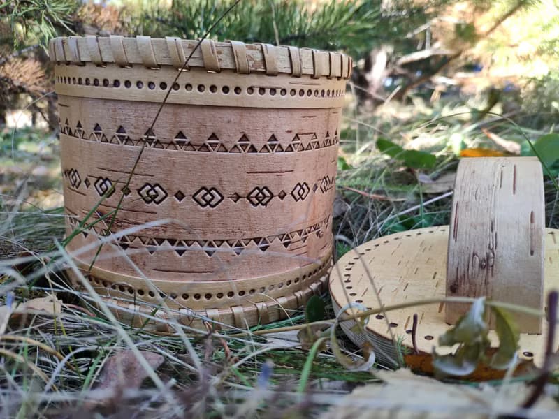 Birch bark box, birch bark canister, tea box
