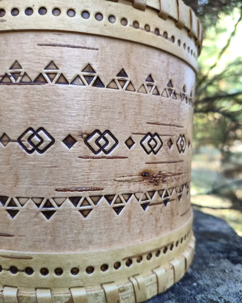 Birch bark box, birch bark canister, tea box