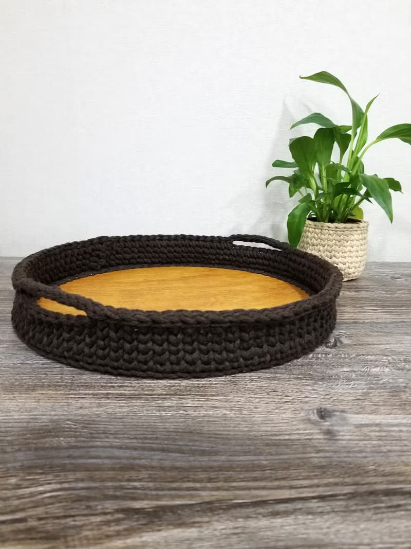 Crochet cotton serving tray, knit serving tray, home decor, table decoration