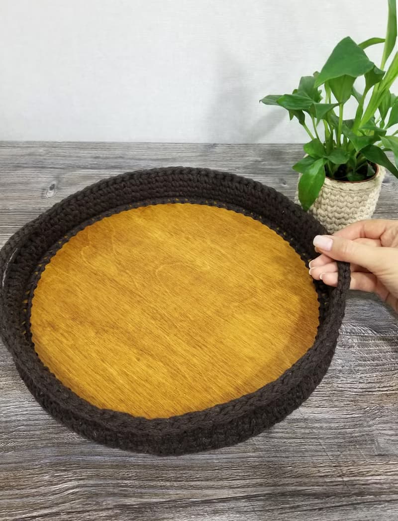 Crochet cotton serving tray, knit serving tray, home decor, table decoration