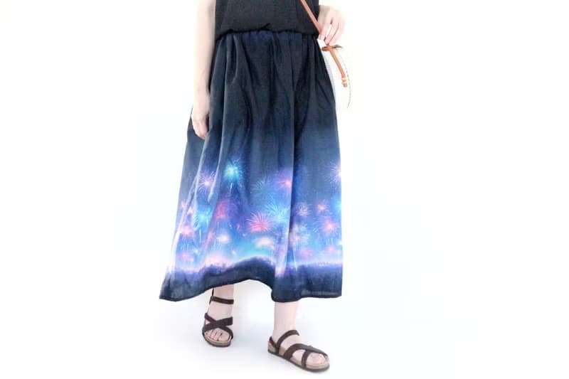【受注】夜空きらめく花火　心はずむスカート　　ご褒美　誕生日　ギフト　新作2024