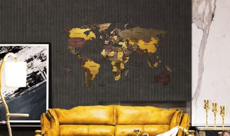 Anti-Allergic (2) Painted World Map-Wall Decoration for Homes and Offices