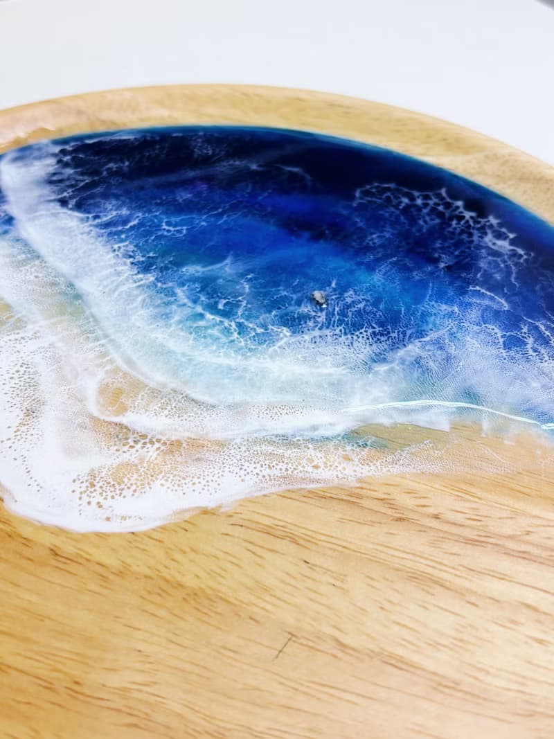 【現貨】深海藍波浪紋海浪圓木盤