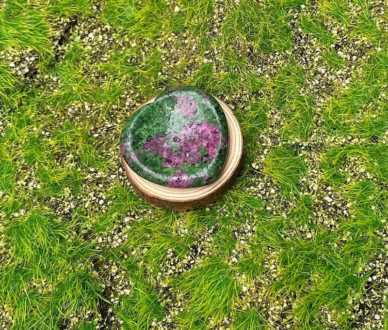 天然能量紅綠寶石小小愛心消磁盤x天然水晶消磁石凈化充電套組