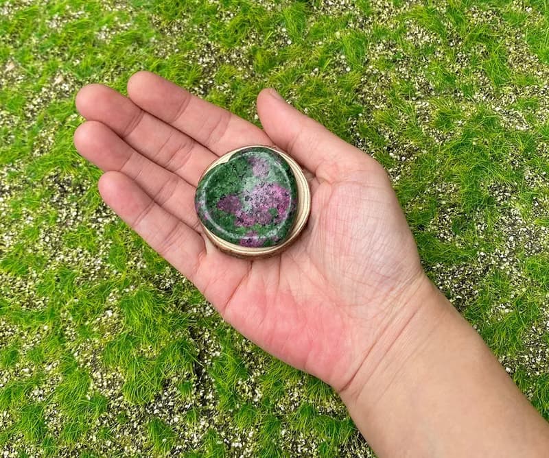 天然能量紅綠寶石小小愛心消磁盤x天然水晶消磁石凈化充電套組