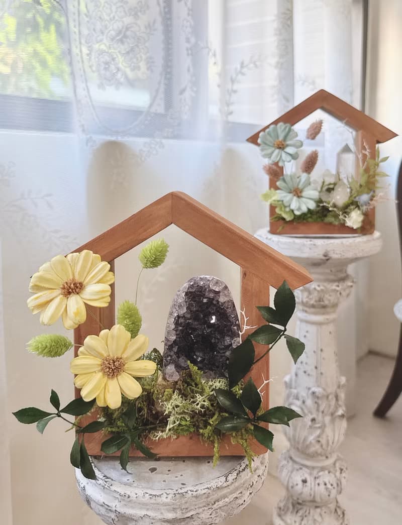 家的想像 紫水晶鎮宅小屋。不用澆水的植物 桌面小風景