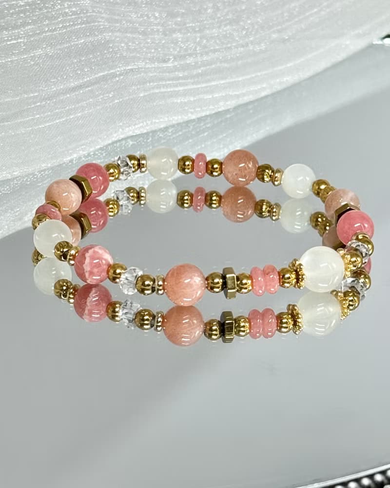 澄慕薔薇月光氣質手鍊 -18K金醫療鋼配飾/紅紋石/月光石/澄月光