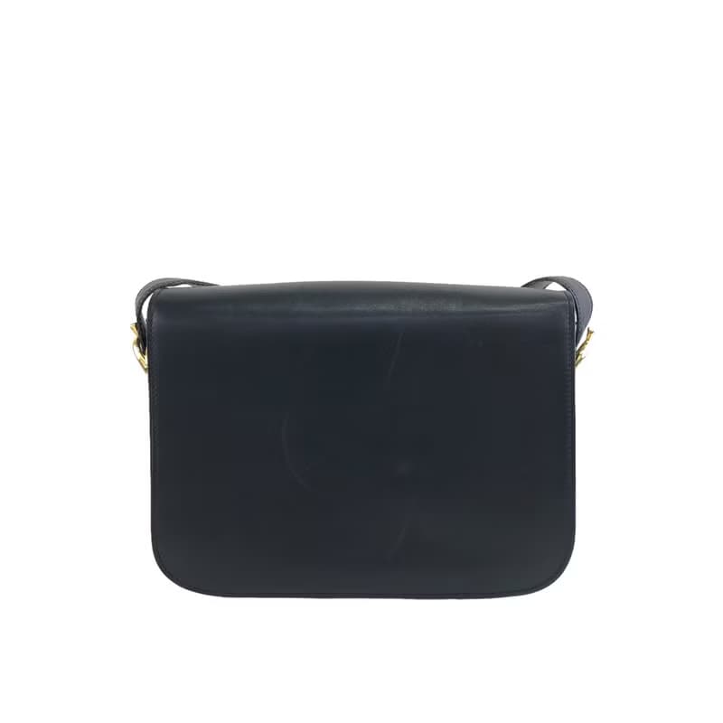 【 日本直送　名牌中古包 】CELINE セリーヌ ショルダーバッグ ネイビー ホースキャリッジ レザー vintage ヴィンテージ オールド 8fttsw