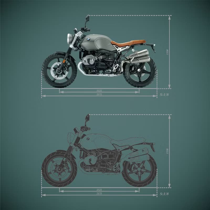 【專屬 訂製禮】刻劃回憶重機掛畫 - 車頭+車側款