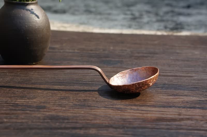 手工錘打圓銅勺長咖啡豆勺粉勺