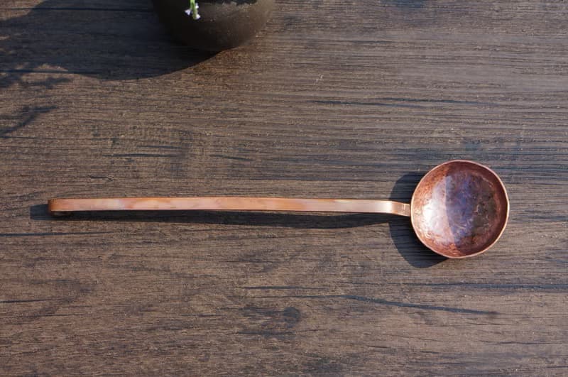 手工錘打圓銅勺長咖啡豆勺粉勺