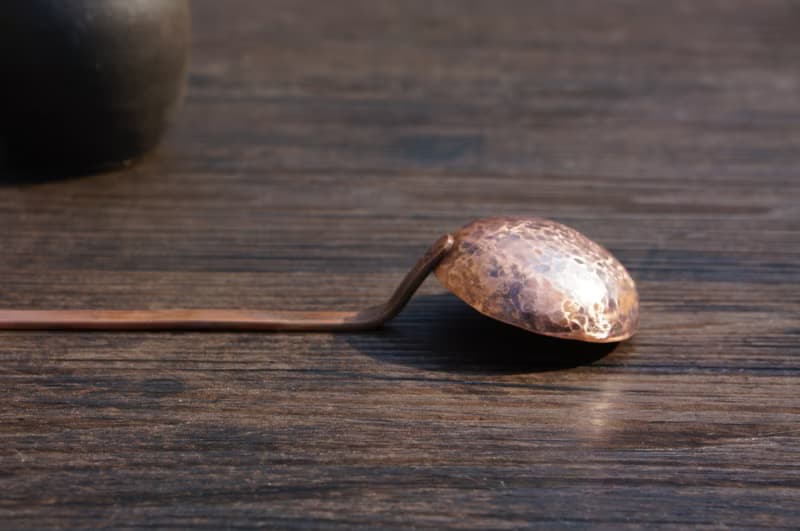 手工錘打圓銅勺長咖啡豆勺粉勺