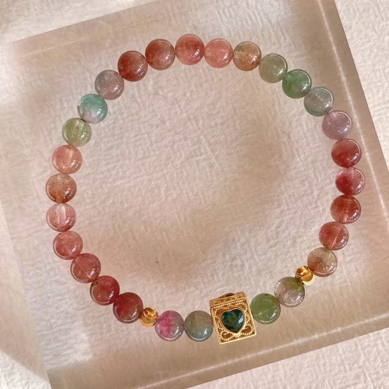 【小禮物推介】彩虹色系 碧璽 6 mm西瓜彩虹手鏈 天然水晶設計