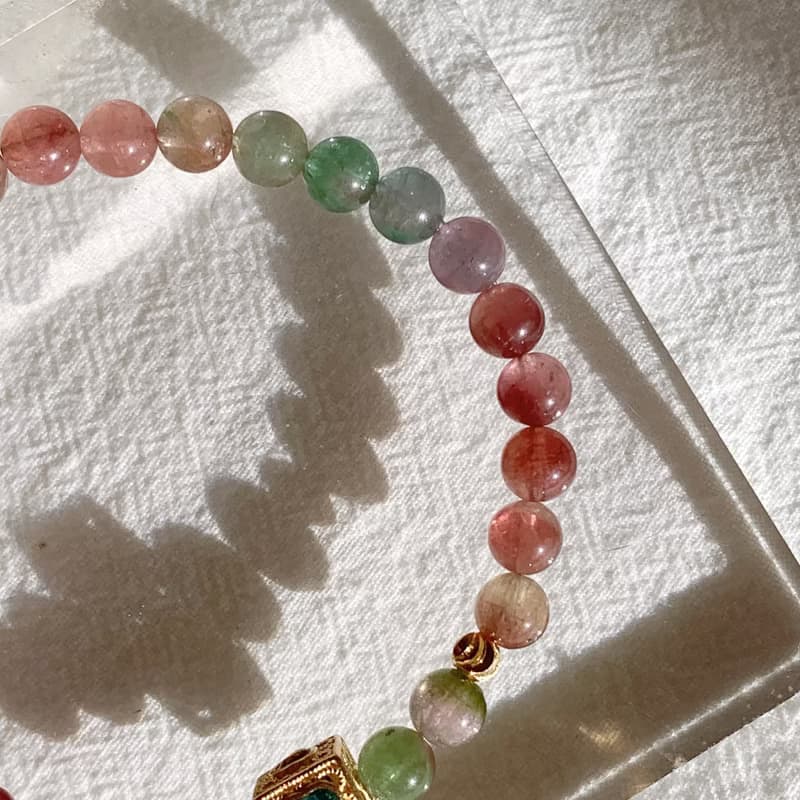 【小禮物推介】彩虹色系 碧璽 6 mm西瓜彩虹手鏈 天然水晶設計