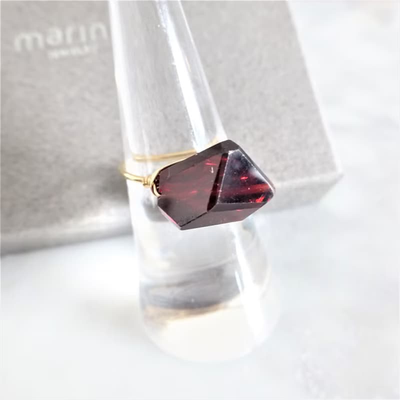 ギフト包装付14kgf Garnet wrapped ring #11,#13