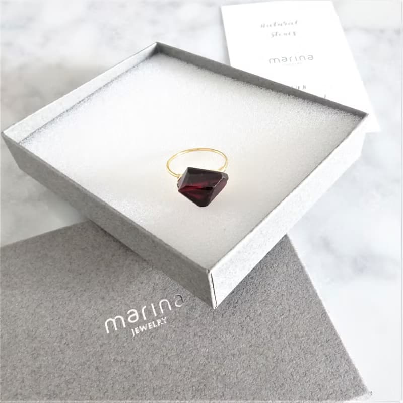 ギフト包装付14kgf Garnet wrapped ring #11,#13