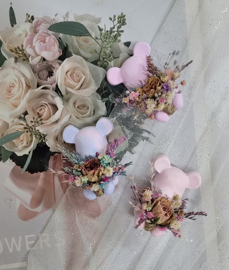 幸福抱花熊 皇冠抱花熊擴香石 出風口夾 禮盒 活動禮 婚禮小物 禮