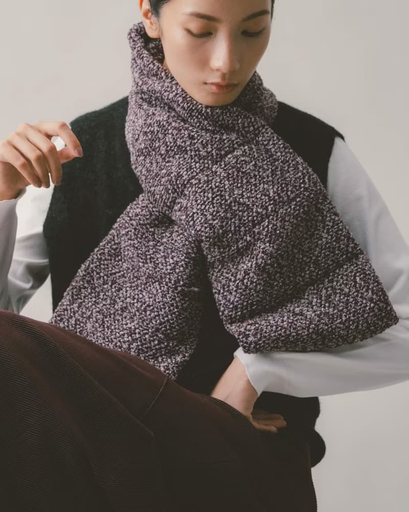 UUIN_紫色米朗奇花呢鋪棉圍巾