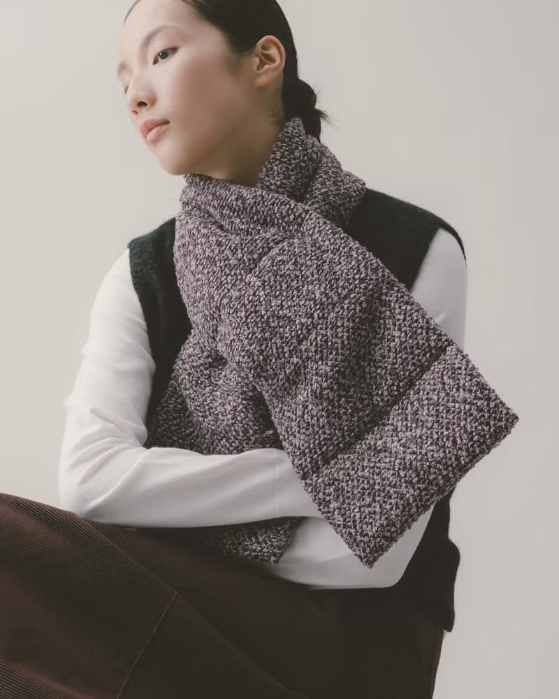 UUIN_紫色米朗奇花呢鋪棉圍巾