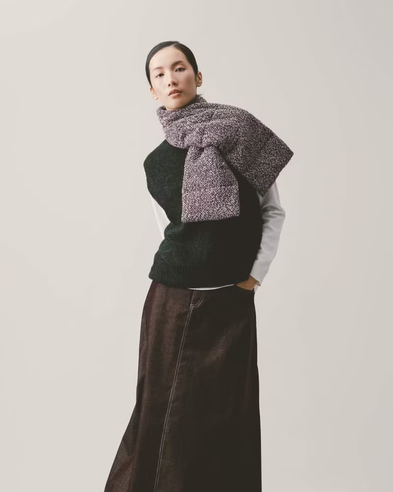 UUIN_紫色米朗奇花呢鋪棉圍巾