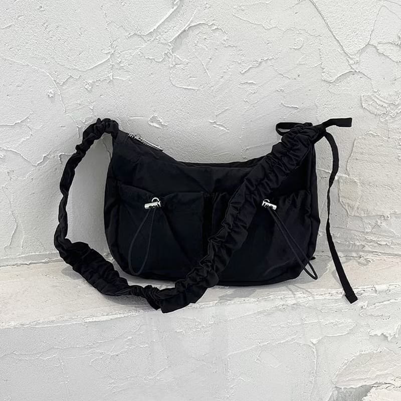 Two way ribbon tie bag_black