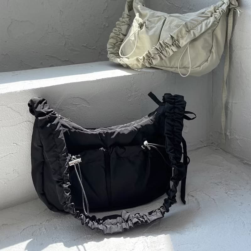 Two way ribbon tie bag_black