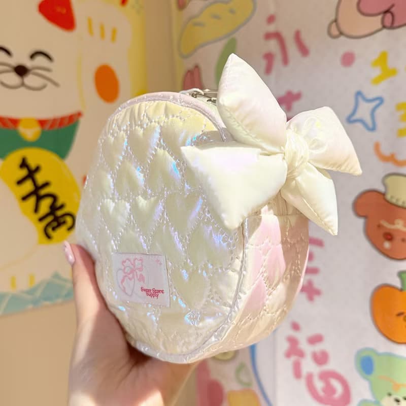 Sweetstore Supply原創鐳射白可愛簡約清新收納圓餅包