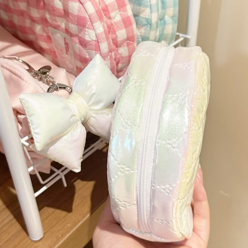 Sweetstore Supply原創鐳射白可愛簡約清新收納圓餅包